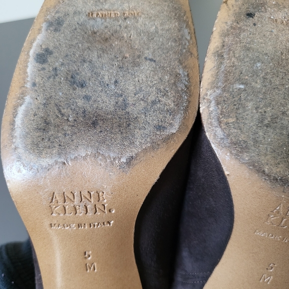 Anne Klein Suede Leather Bootie Brown 5M Made in Italy - Picture 6 of 7